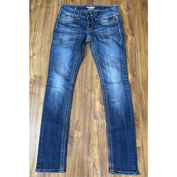 Be Rocks For Express Women's Blue Jeans Skinny Double Stitched Sz 2R - Picture 1 of 9